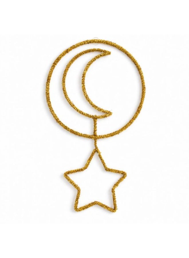هوميرا Gold Crescent and Star Home Decor Hanging Ornament Elegant Wall Decoration for Living Room Bedroom Office Table Display Enhance Ambiance and Style 1 Piece - Image 1